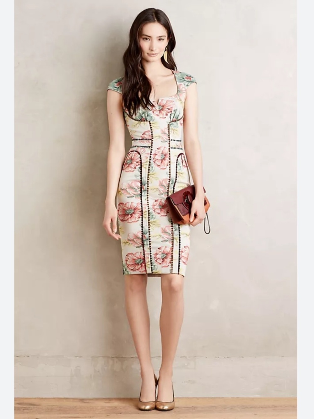 Byron Lars Beauty Mark Floral Brocade Garden Sheath Dress 6 Petite